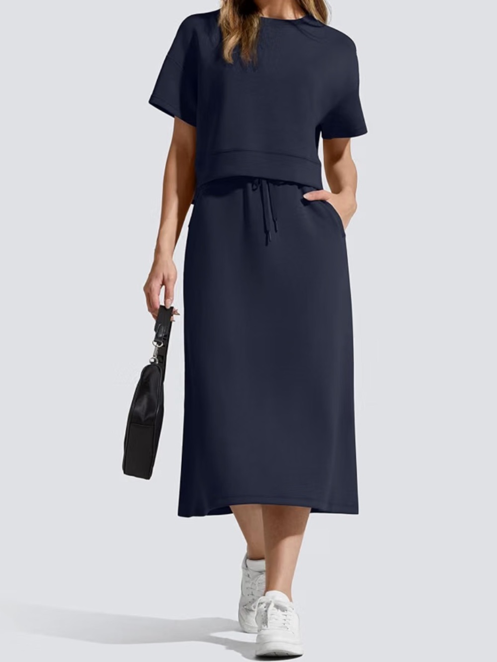 G4free Women's Navy A-Line Skirt - Elastic Waist